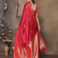 Joban Fashion Red Floral Motifs Banarasi Silk Sarees | Swadesiicart
