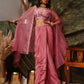 Pink Pure Crepe Handwork Top with Skirt & Shrug - Naomika - Swadesiicart