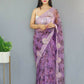 Vamsee Man Mohini Purple Organza Saree - Swadesiicart