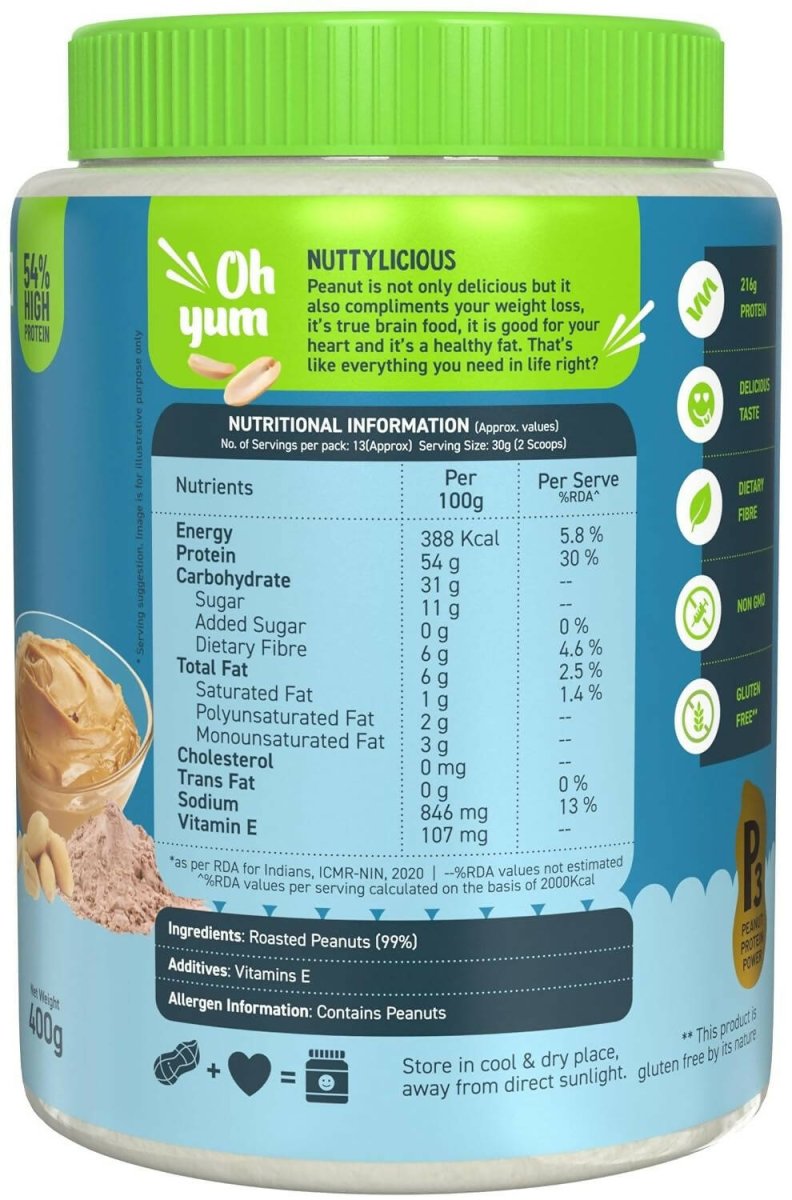 Alpino Natural Peanut Butter Powder Unsweetened - Swadesiicart
