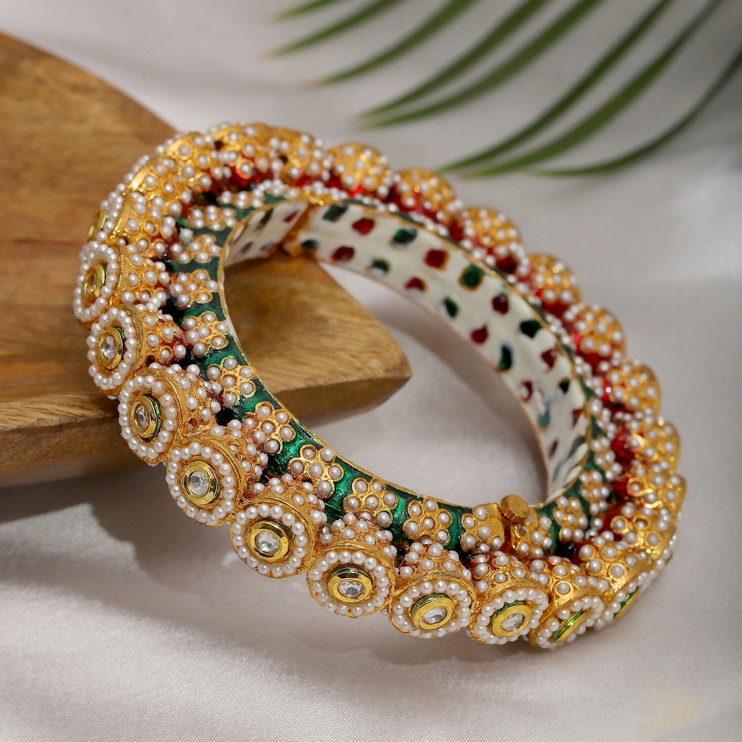 Meenakari and Jadau Bangle (Multi Color) - Ruby Raang - Swadesiicart