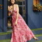 Pink Rayon Foil Printed Long Dress - Michan | Swadesiicart