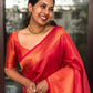 DEIANA'S Beautiful Designer Golden zari Soft Lichi Silk Saree - Red - Swadesiicart