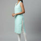 Ahalyaa Womens Summer Blue Pure Cotton Printed Kurtas | Swadesiicart