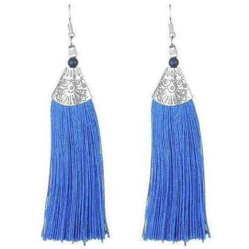 MS Fashion India Muskan Fancy Blue Tassel Long Drop Earrings | Swadesiicart