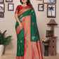 Joban Fashion Banarasi Green Small Butti Soft Silk Saree | Swadesiicart