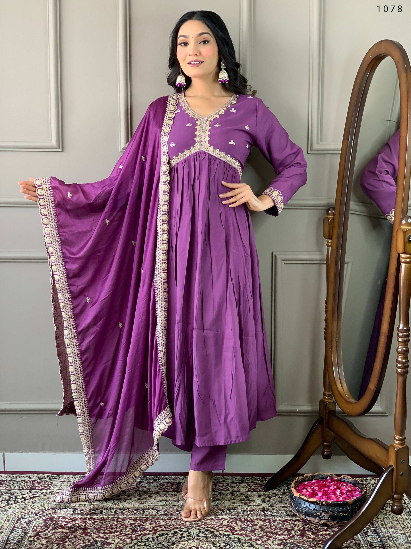 Partywear Designer BSY Viscose Purple Stitched Suit With Dupatta - Tanisha | Swadesiicart