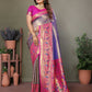 Aastha Fashion Purple Tissue Silk Paithani Woven Saree