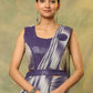 Purple Polyester Solid Ready to Wear Saree with stitched Blouse - Aayan | Swadesiicart