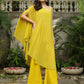 Janasya Yellow Georgette Solid Top Bottom Cape | Swadesiicart