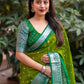 Green Jute Silk Ethnic Motifs Saree with Unstitched Blouse - Hiral Fashion | Swadesiicart