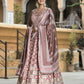 Wedding Designer PaleMauve Soft Dola Silk Anarkali suit with Dupatta - Samanta - Swadesiicart