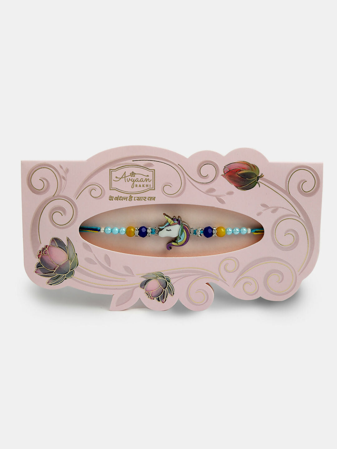 NVR Kids Set of 4 Multicolor Evil Eye & Artificial stone and beads Rakhi With Roli Chawal | Swadesiicart