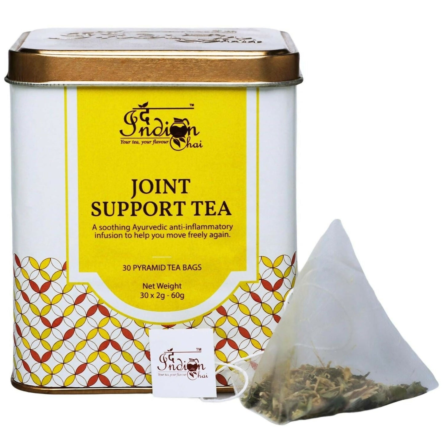 The Indian Chai - Joint Support Tea 30 Pyramid Tea Bags | Swadesiicart