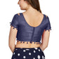 Aastha Fashion Women's Navy Blue Art Silk Pom Pom Lace Readymade Blouse