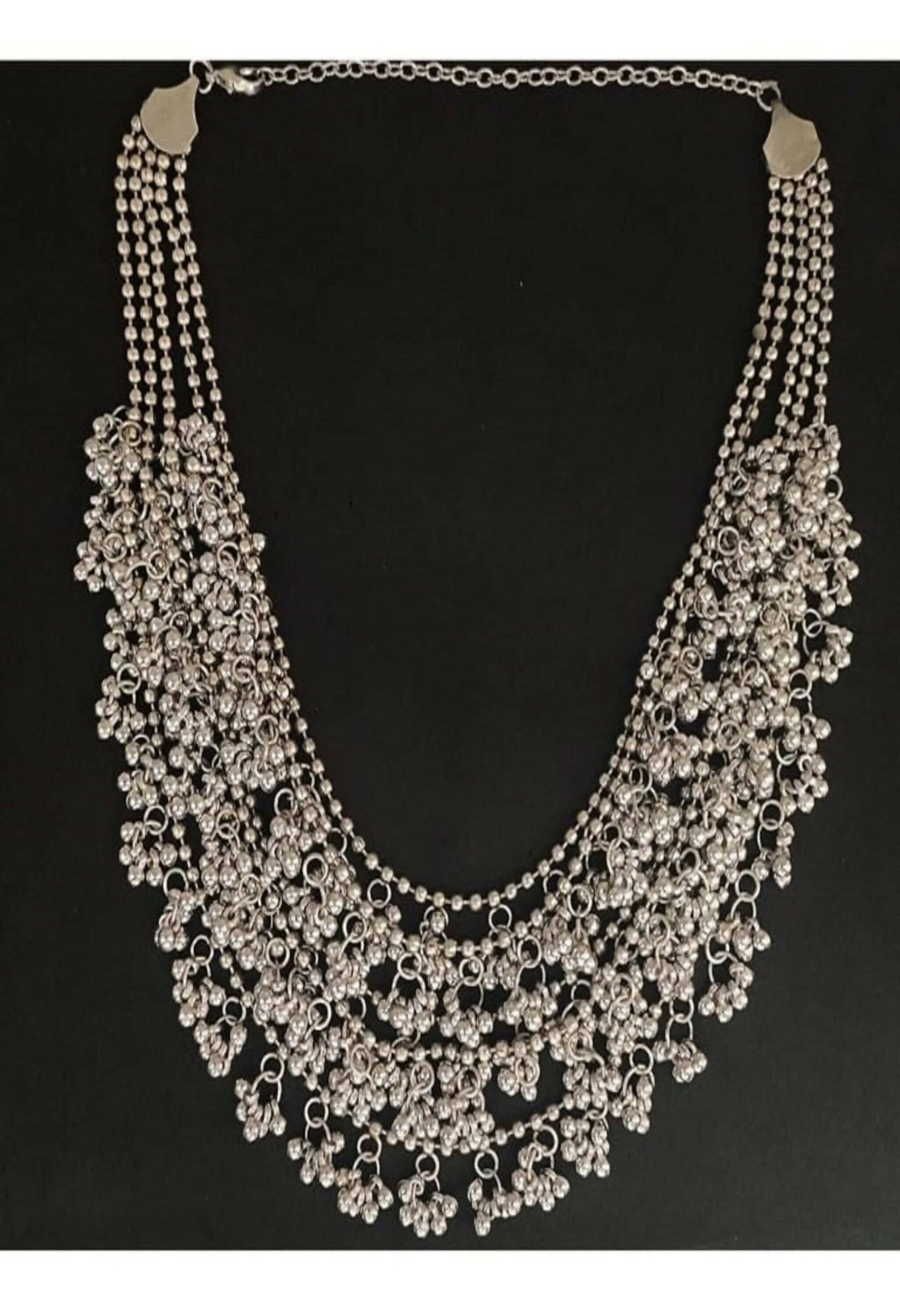 Mominos Fashion Johar Kamal Oxidised Silver-Plated Brass Finish Ghungroo Necklace with Earrings For Women - Mominos Fashion