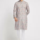 Ethnic India Grey Men's Kurta Floral Polyester | Swadesiicart