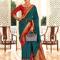 Teal Soft Banarasi Paithani Copper Zari Weaving Saree With Unstitched Blouse Piece - Jodha | Swadesiicart