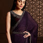 Aafreen Partywear Designer Purple Satin Chiffon Fancy Saree
