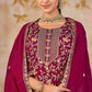 Anaita Maroon Vichitra Silk Readymade Palazzo Suit with Embroidery & Lace Work