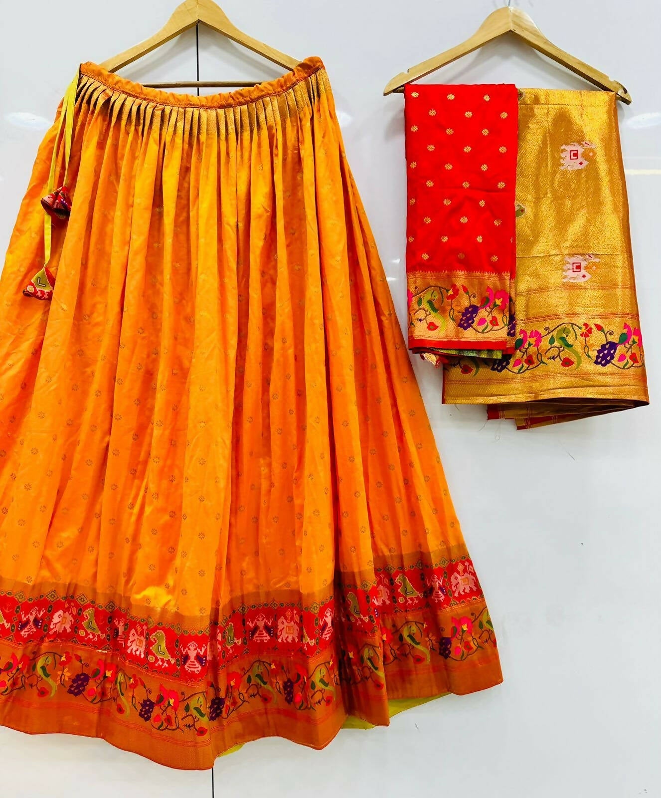DEIANA'S Beautiful Jari Silk Weaving Lehengha choli - Orange | Swadesiicart