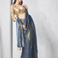 Blue Gold Tissue Net Solid & Gold Cotted Saree - Samaa