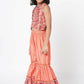Lil Drama Golden Weaves Orange Crop Top With Palazzo Co-Ordinate Set - Swadesiicart