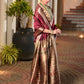 Vishnu Weaves Women's Maroon Soft Tussar Silk Printed Saree with Blouse - Swadesiicart