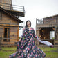 Aayaa Designer Printed Georgette Full Flare Gown With Dupatta - Multi Color