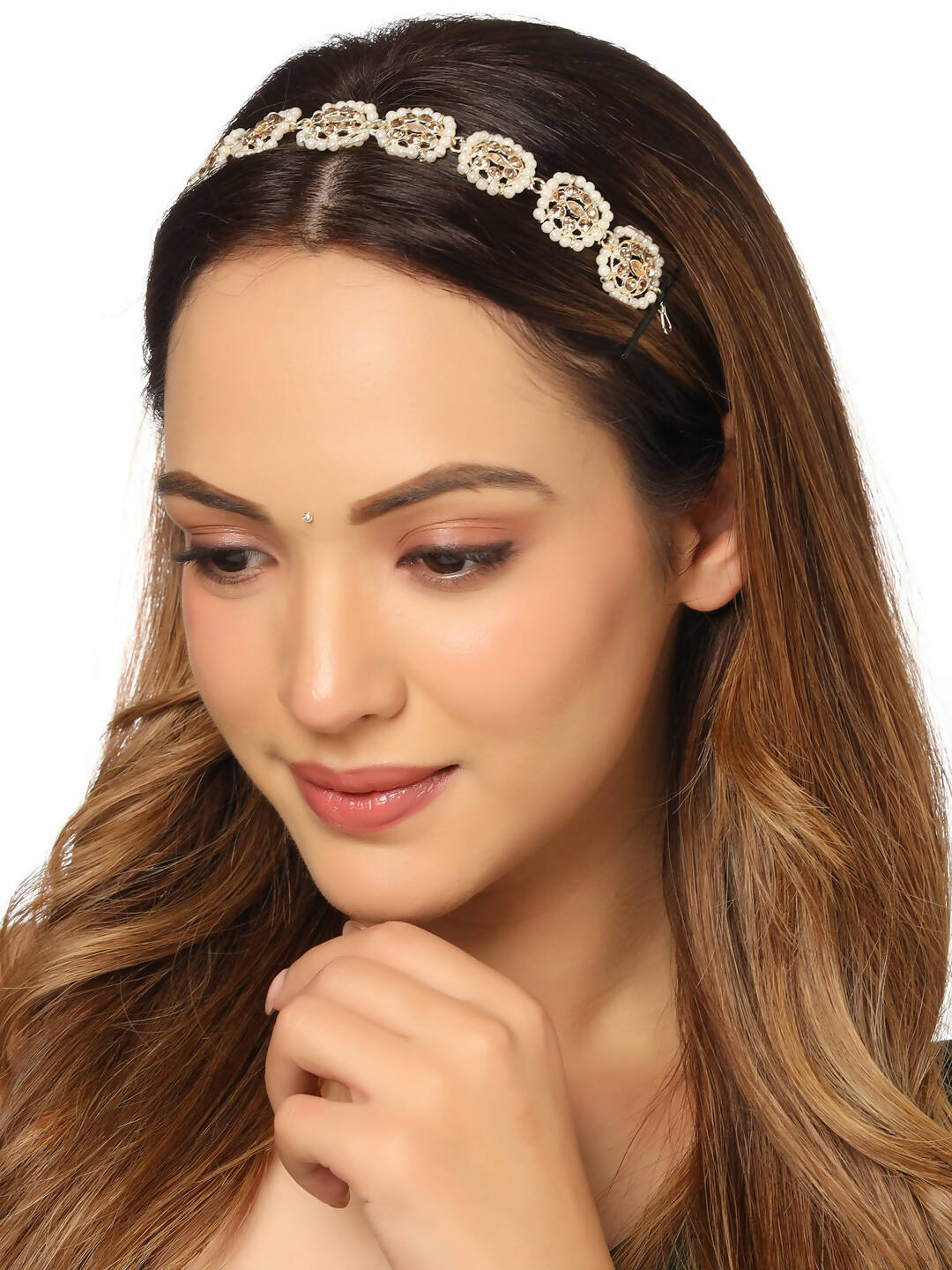 NVR Women's Gold-Polished Traditional Trending Matha Patti | Swadesiicart