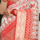 Shree Shyam Fashion Linen Cotton Red & White Saree