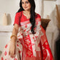 Shree Shyam Fashion Linen Cotton Red & White Saree