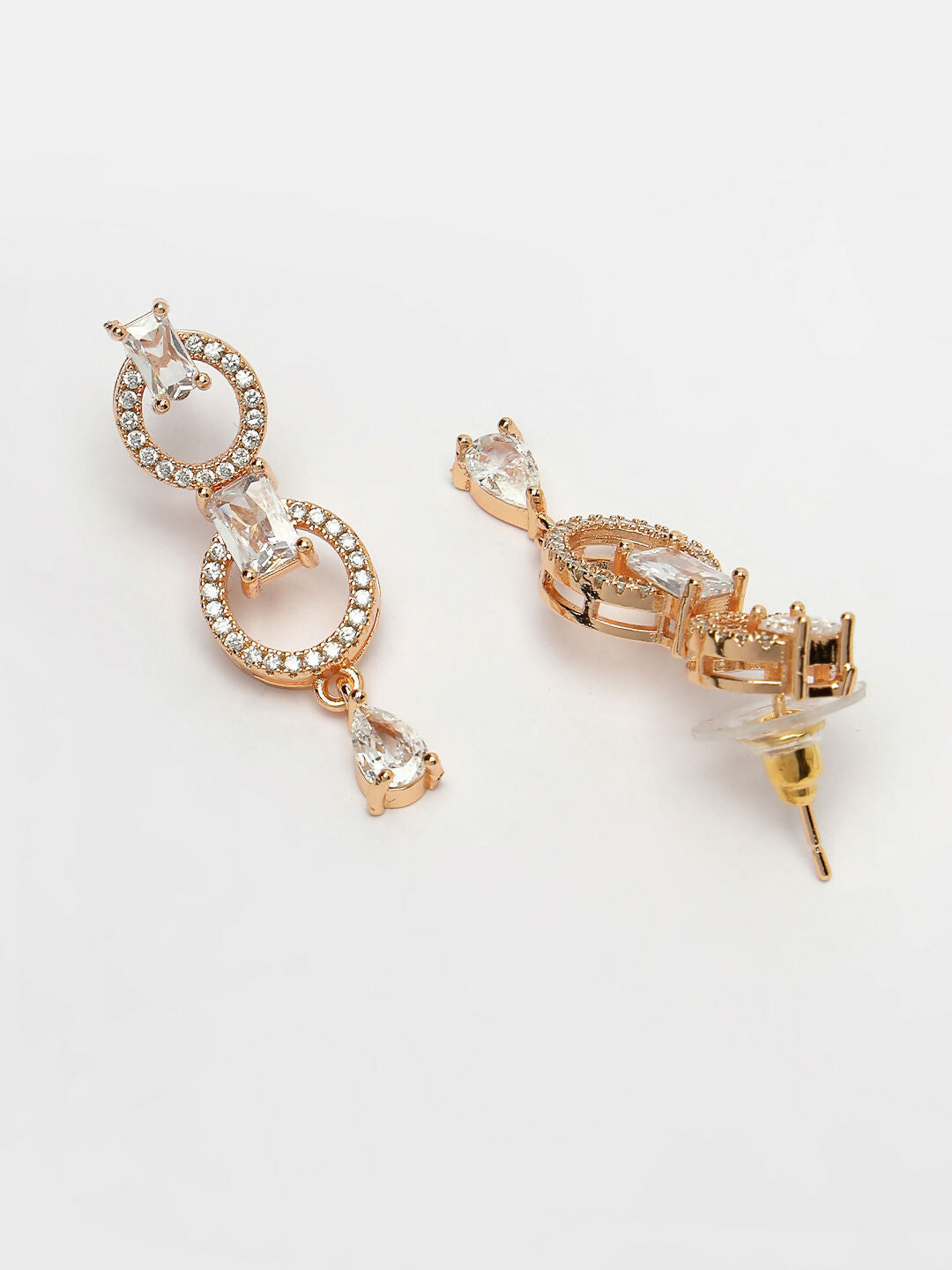 NVR Women's Gold-Polished American Diamond Studded Handcrafted Jewellery Set - Swadesiicart
