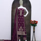 Anaita Dark Purple Chinon Silk Stitched Suit with Embroidery & Sequence Work