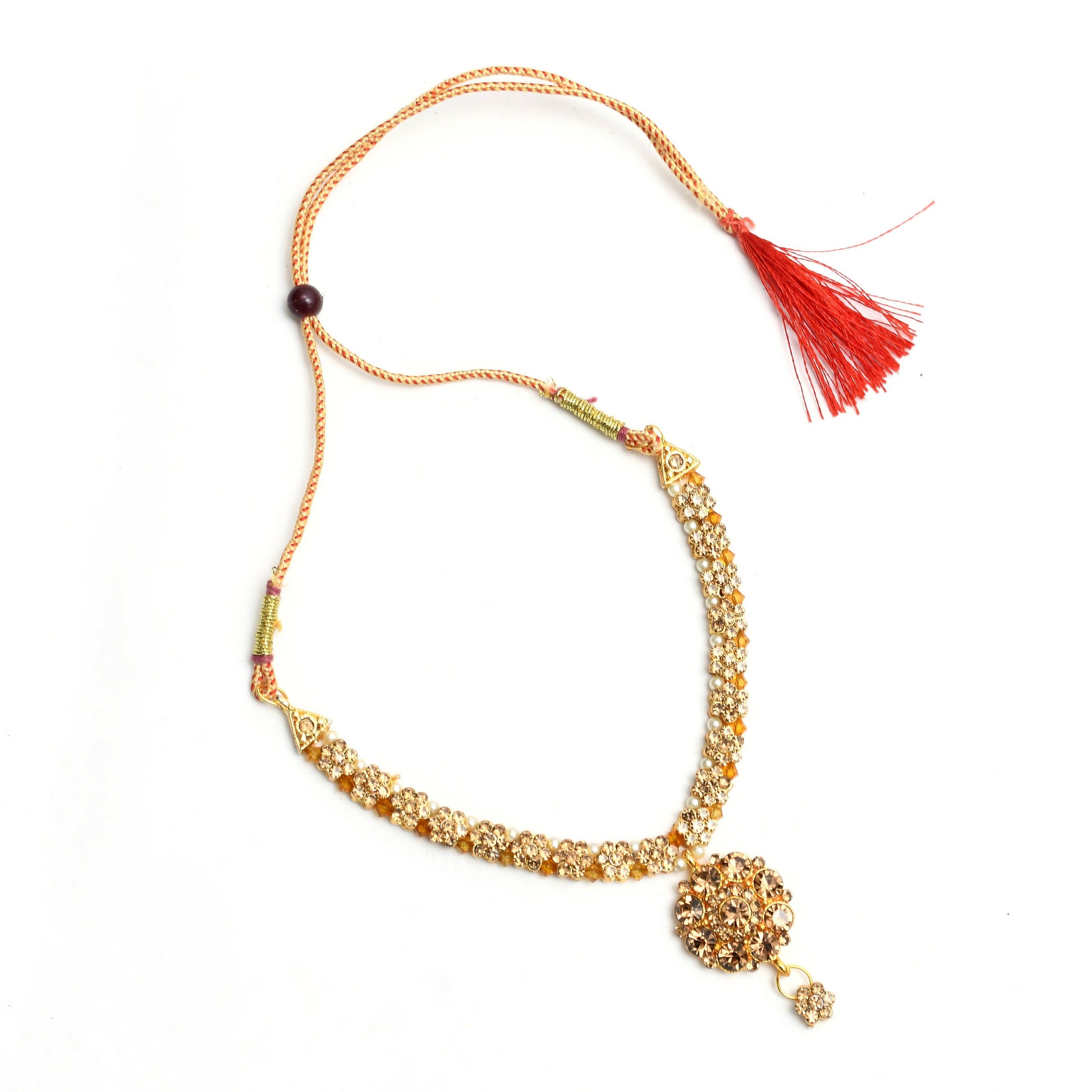 Mominos Fashion Johar Kamal Gold-Polished Brass Finish Stone Choker For Women (Golden) | Swadesiicart