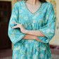 Vaasva Women Aqua Muslin Pleated Kurta & Pant Clothing Set | Swadesiicart