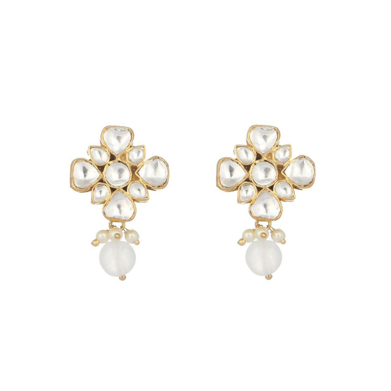 Nuyug 22K Gold Plated Kundan Paradise Stud Earrings | Swadesiicart