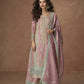 Anaita Pink Chinon Readymade Palazzo Suit with Embroidery Sequence Work