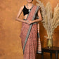 Very Much Indian Handblock Printed Cotton Saree With Natural Dyes - Orange | Swadesiicart