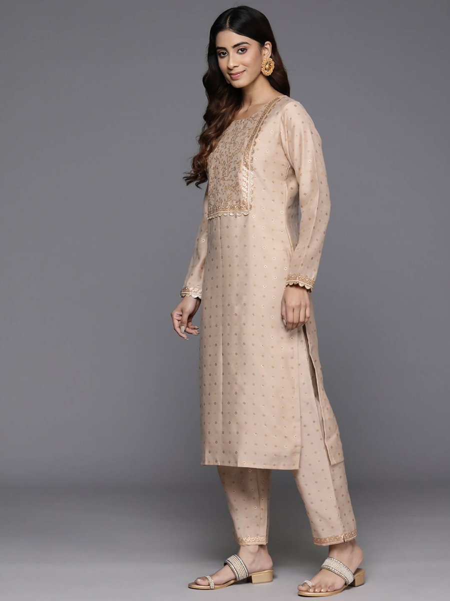 Ahalyaa Women's Traditional wear Kurta Set - Tan | Swadesiicart