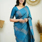 Partywear Designer Sky blue Banarasi Silk Fancy Saree - Starwalk | Swadesiicart