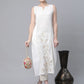 Ahalyaa Women Off White Pure Cotton Printed Kurta with Trousers | Swadesiicart