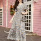 Green Rayon Foil Printed Long Dress - Michan | Swadesiicart
