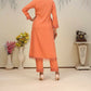Jyoti Fashion Women's Orange Rinkal Cotton Plain with Side Pocket Kurtis & Sets | Swadesiicart