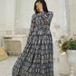 Aayaa Printed Faux Georgette with Embroidery Thread Sequins work Gown - Multi Color