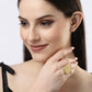 NVR Women Gold-Polished Circular Adjustable Finger Ring | Swadesiicart