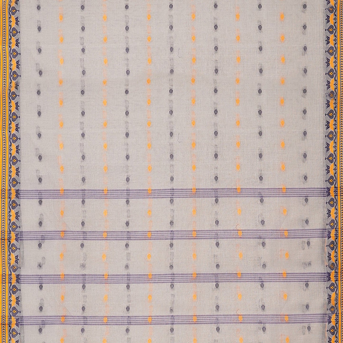 Exclusive Collection 100% Pure Cotton Light Grey Tant Saree With Hand Weaving Work - Swadesiicart