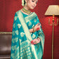Vardha Teal Blue Woven Zari Betel Leaf Banarasi Saree | Swadesiicart