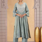 Chhap Firozi Colour Organza Shimmer Hand Work Salwar Suit - Swadesiicart