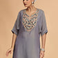 Chhap Grey Colour Organza Shimmer Hand Work Salwar Suit - Swadesiicart